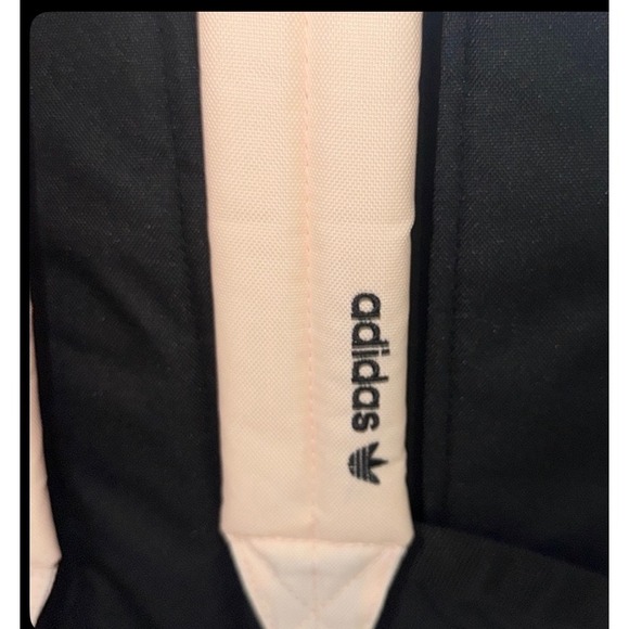 Adidas Backpack Beige Black Trefoil Logo Classic 3 Stripe School Book Bag - Picture 10 of 10